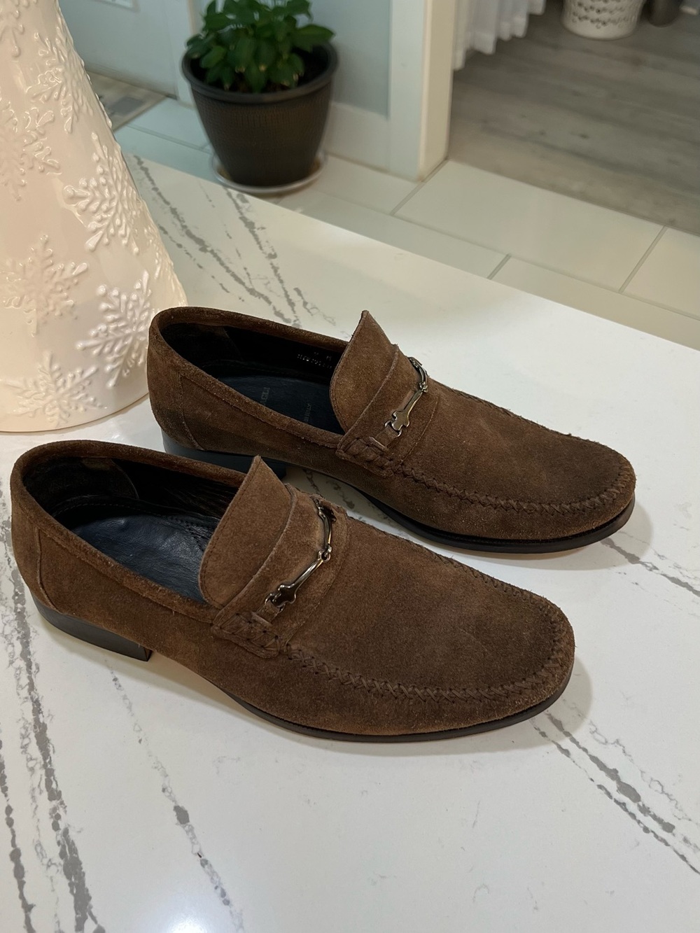 Bruno Magli Pittore Brown Suede Horsebit Loafers - Men's Size 9 M